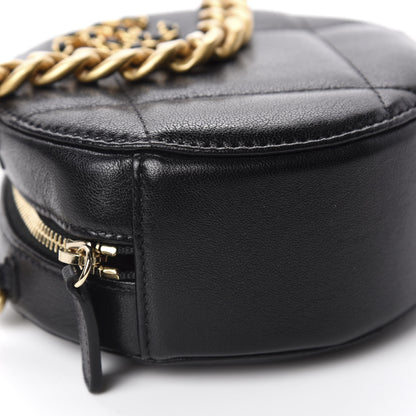 Chanel Shiny Goatskin Quilted 19 Round Clutch With Chain Black 6 of 11