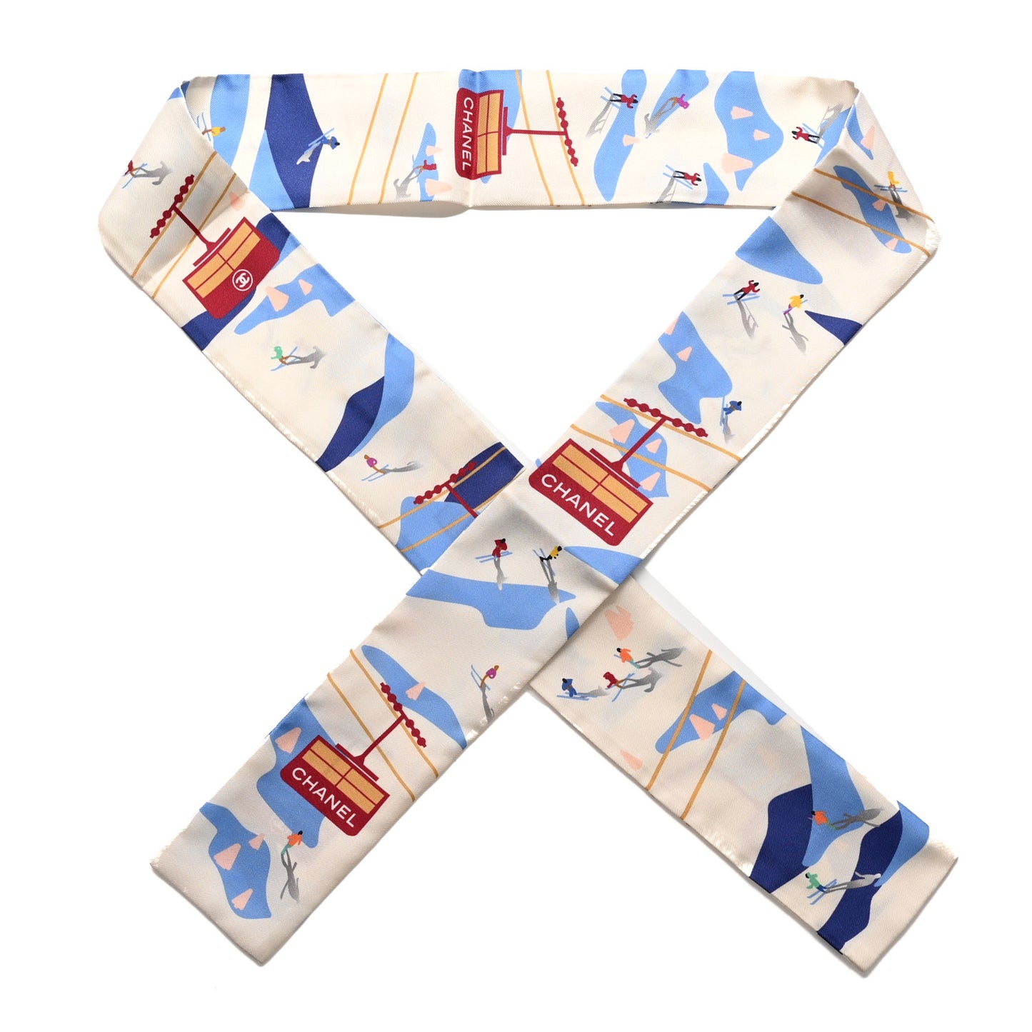 Silk Slim Bandeau Scarf White Multicolor