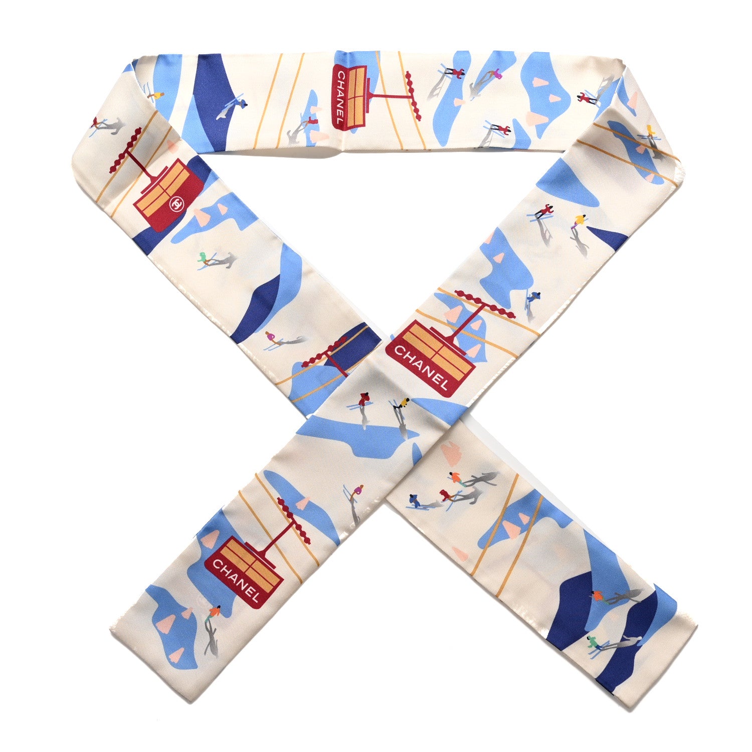 Chanel Silk Slim Bandeau Scarf White Multicolor 1 of 3