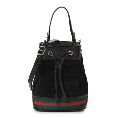 Gucci Suede Patent Web Small Ophidia Bucket Bag Black 1 of 9
