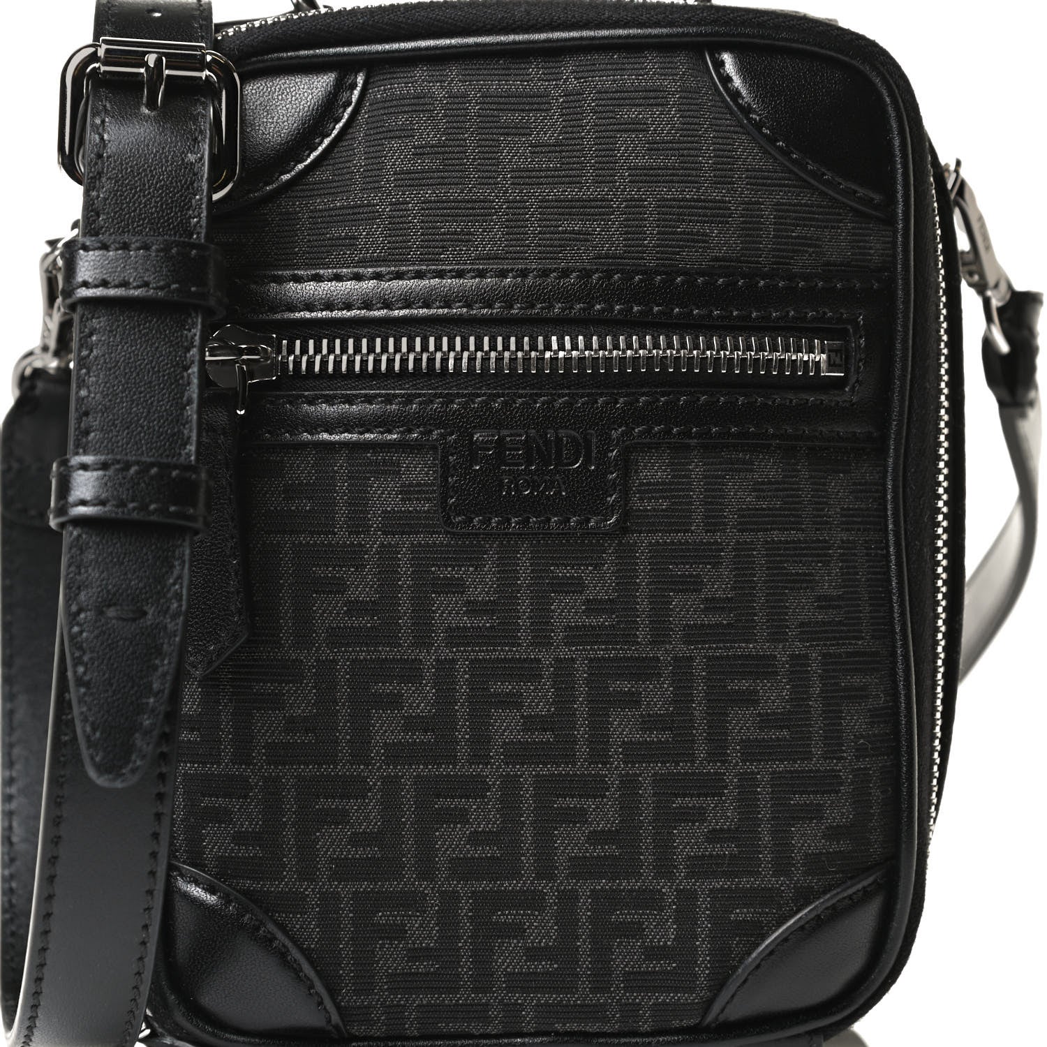 Fendi Recycled Fabric Jacquard Vitello Astro Micro FF Mini Trolley Bag Asfalto Black 9 of 15