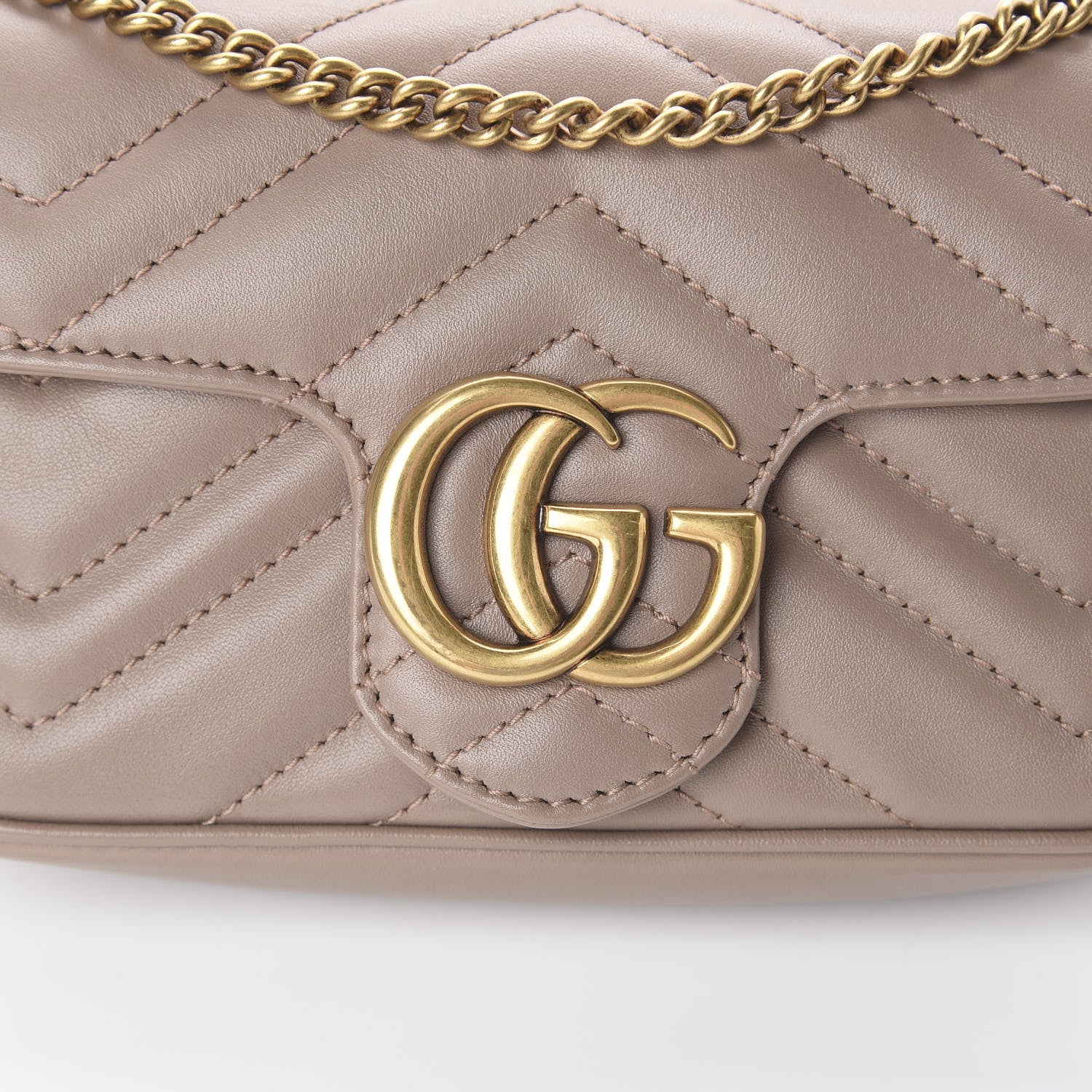 Gucci Calfskin Matelasse Super Mini GG Marmont Shoulder Bag Porcelain Rose 9 of 13
