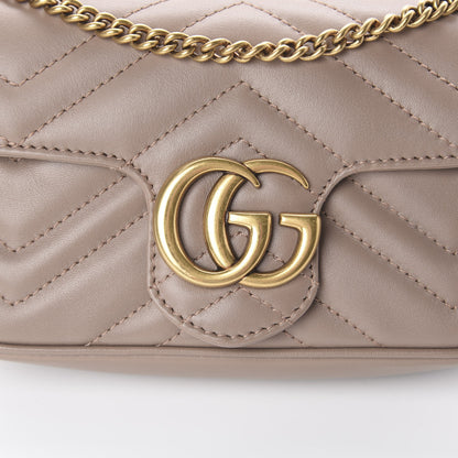 Gucci Calfskin Matelasse Super Mini GG Marmont Shoulder Bag Porcelain Rose 9 of 13