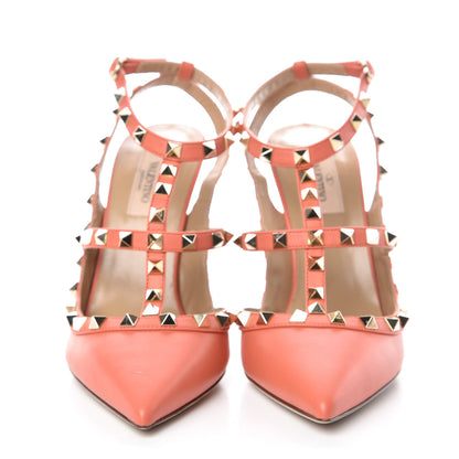 Valentino Garavani Nappa Rockstud Ankle Strap Pumps 39 Coral 2 of 10