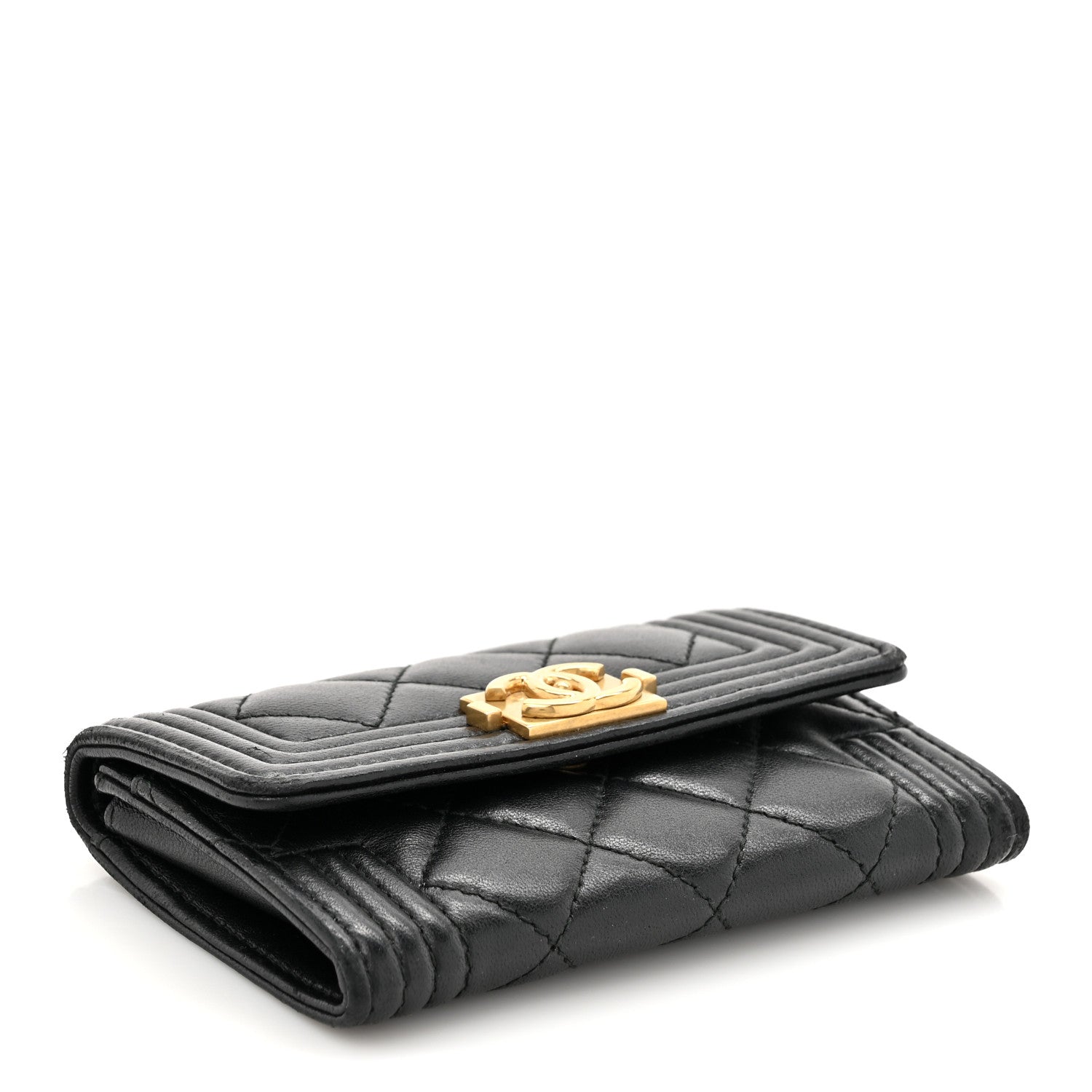 Chanel Lambskin Quilted Boy Flap Card Holder Black 4 of 12