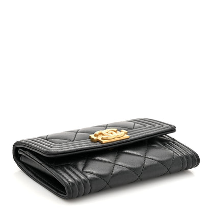 Chanel Lambskin Quilted Boy Flap Card Holder Black 4 of 12