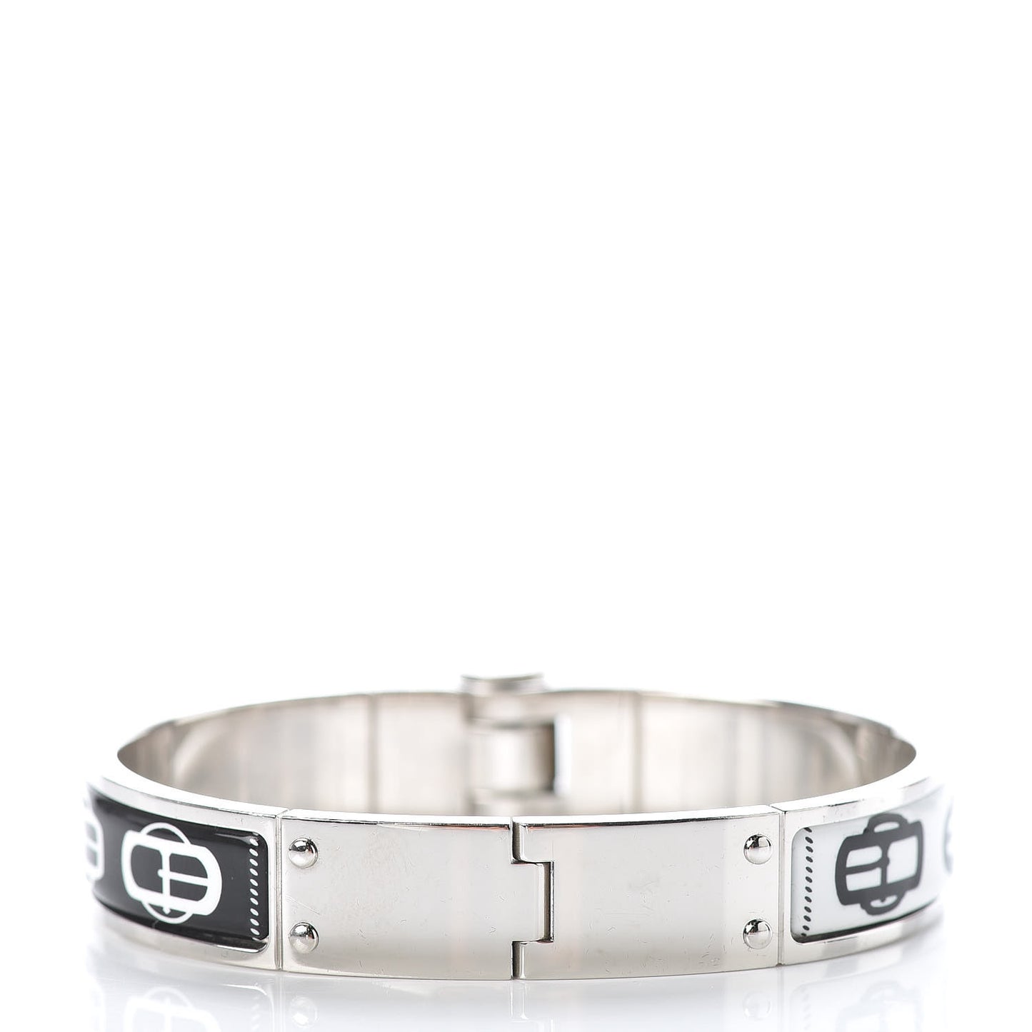 Enamel Printed Narrow Boucleries Modernes Hinged Bracelet M Black