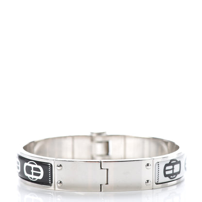 Hermes Enamel Printed Narrow Boucleries Modernes Hinged Bracelet M Black 3 of 4