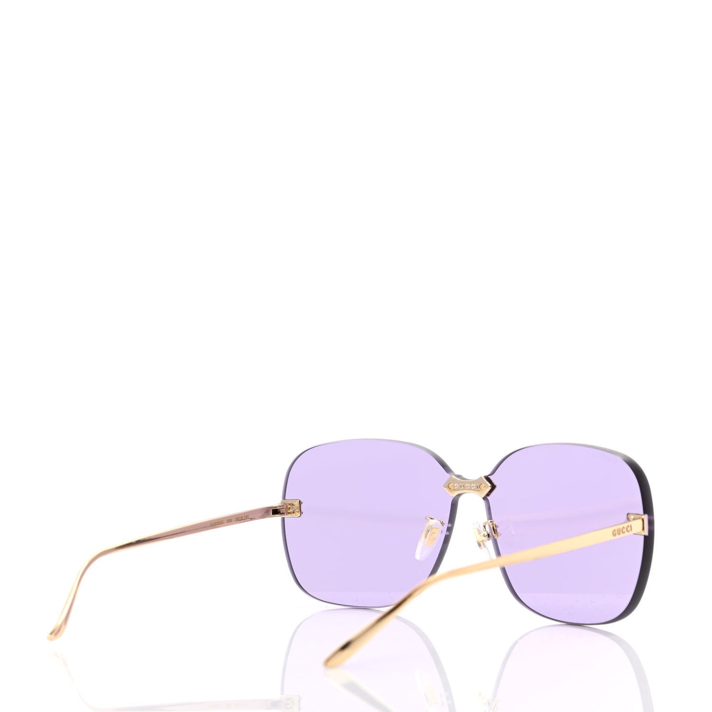 Acetate Metal Rimless Sunglasses GG0355S Gold Purple