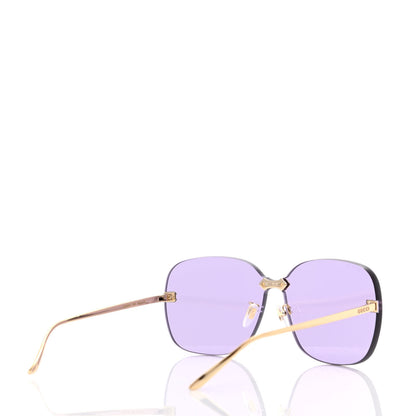 Gucci Acetate Metal Rimless Sunglasses GG0355S Gold Purple 4 of 8