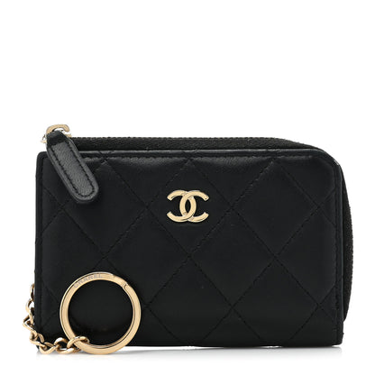 Chanel Lambskin Quilted Key Holder Case Black 1 of 10