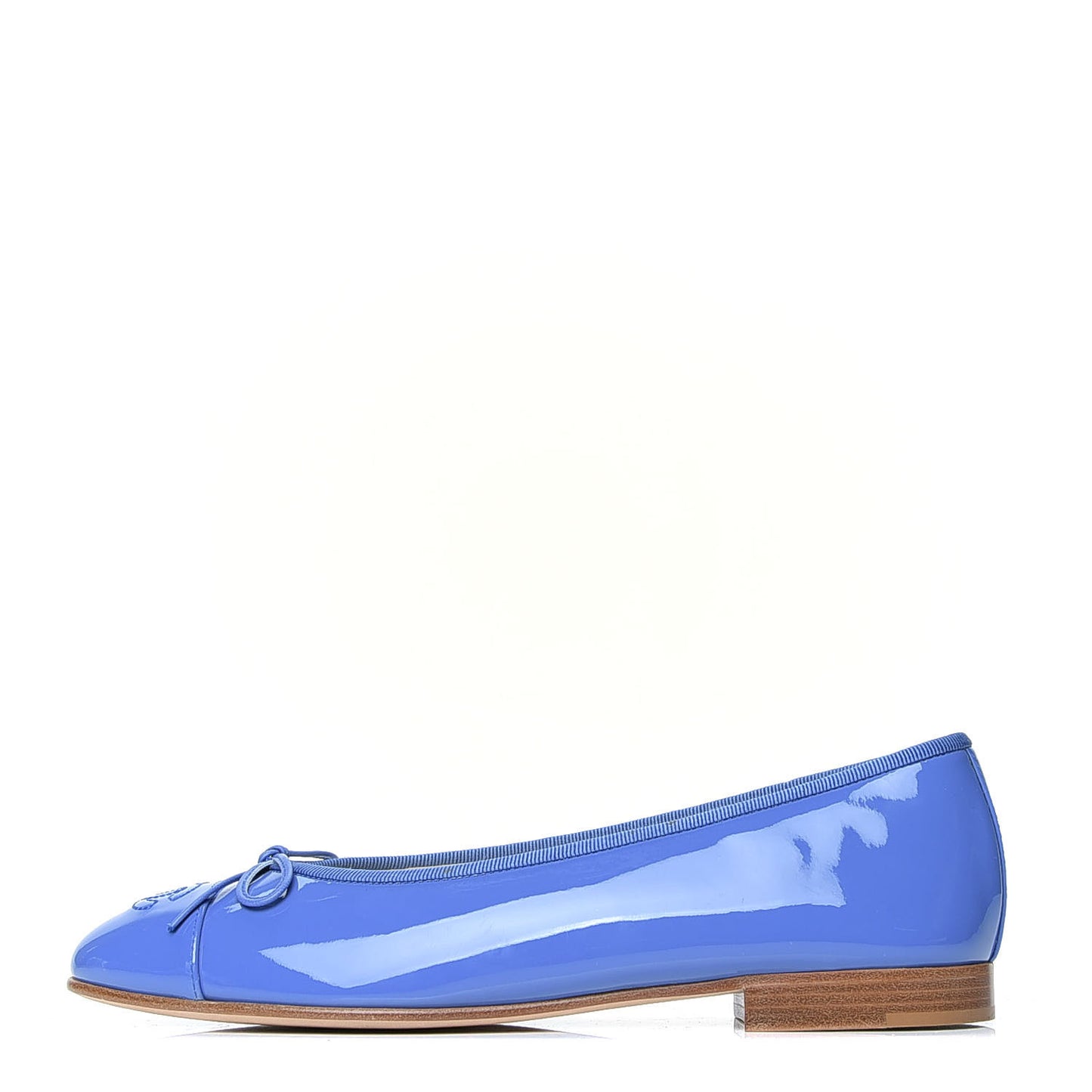 Patent Calfskin CC Cap Toe Ballerina Flats 39 Blue