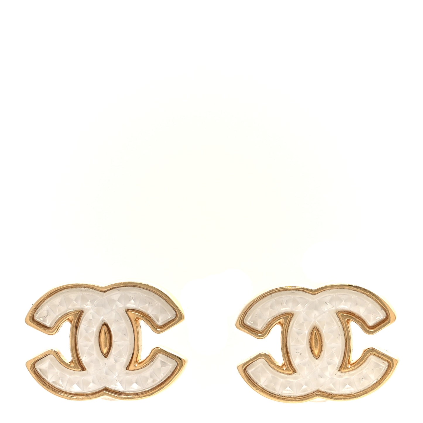 Metal Resin CC Stud Earrings Gold Transparent
