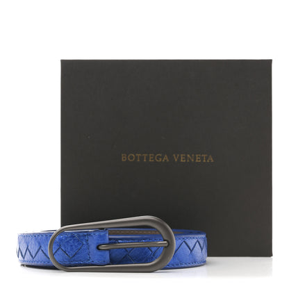 Bottega Veneta Metallic Nappa Intrecciato Belt 80 32 Blue 6 of 6