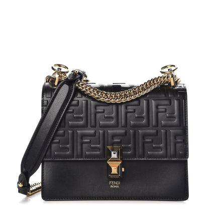 Fendi Vitello Liberty FF 1974 Embossed Small Kan I Shoulder Bag Black 1 of 8