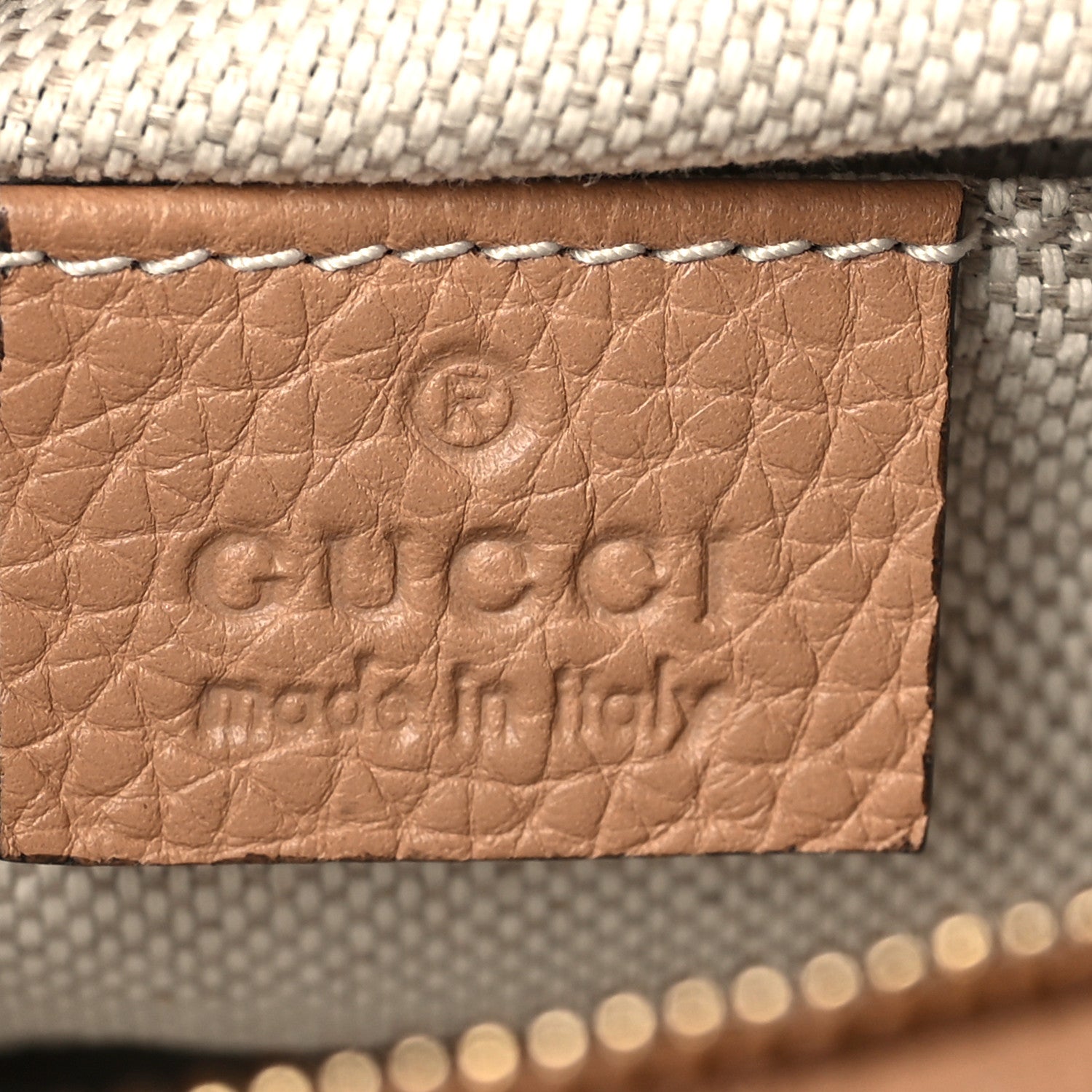 Gucci Pebbled Calfskin Mini Soho Chain Bag Camelia 6 of 9