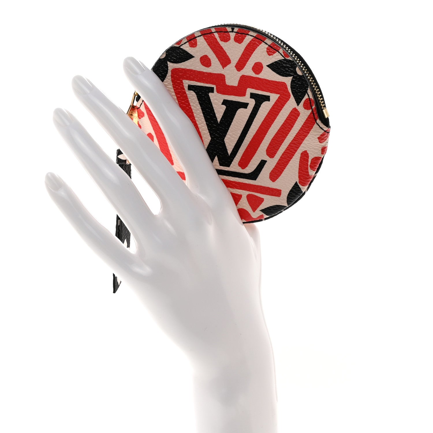 Louis Vuitton Monogram Giant Crafty Round Coin Purse Creme Rouge 2 of 9