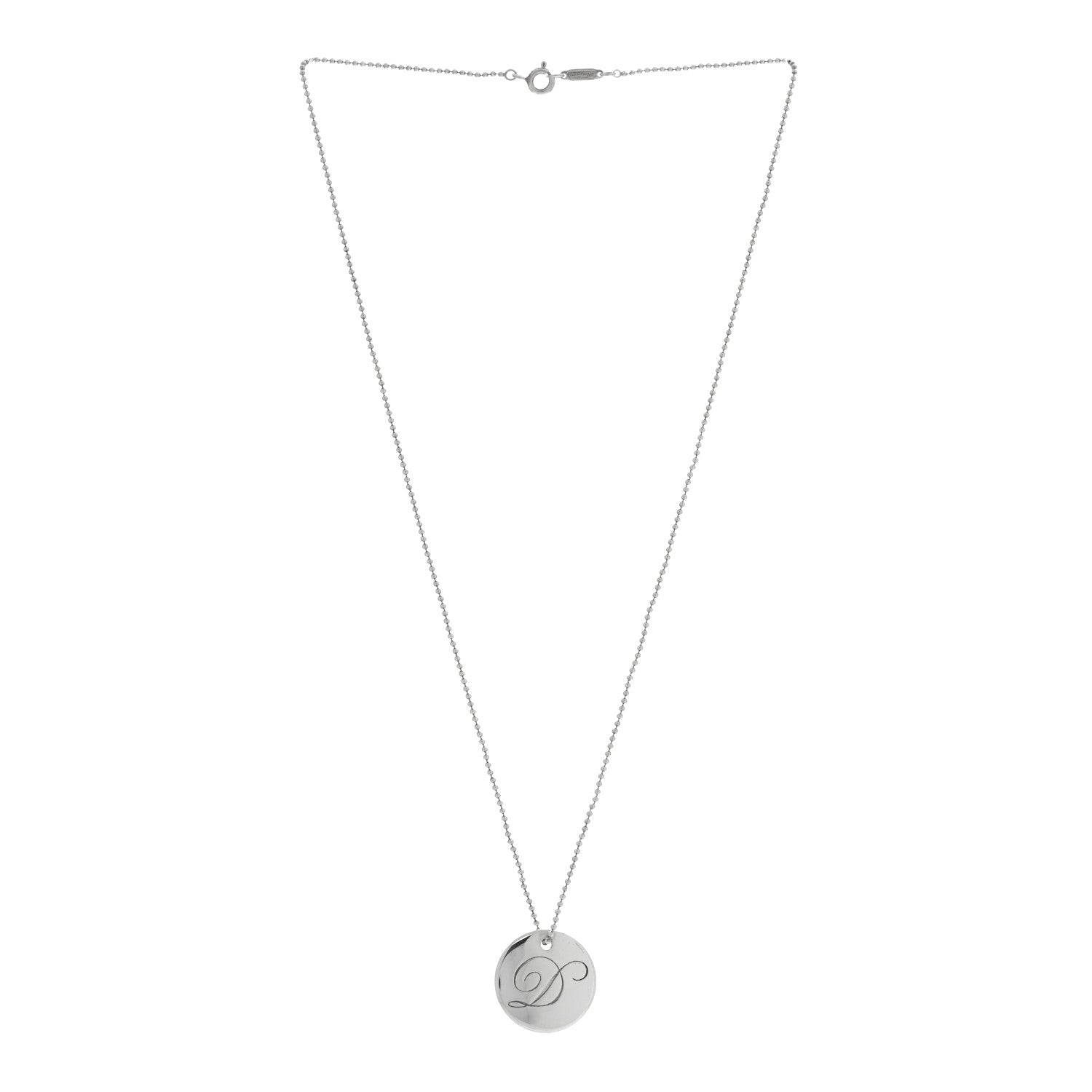 Tiffany Sterling Silver Letter D Disc Pendant Necklace 2 of 5