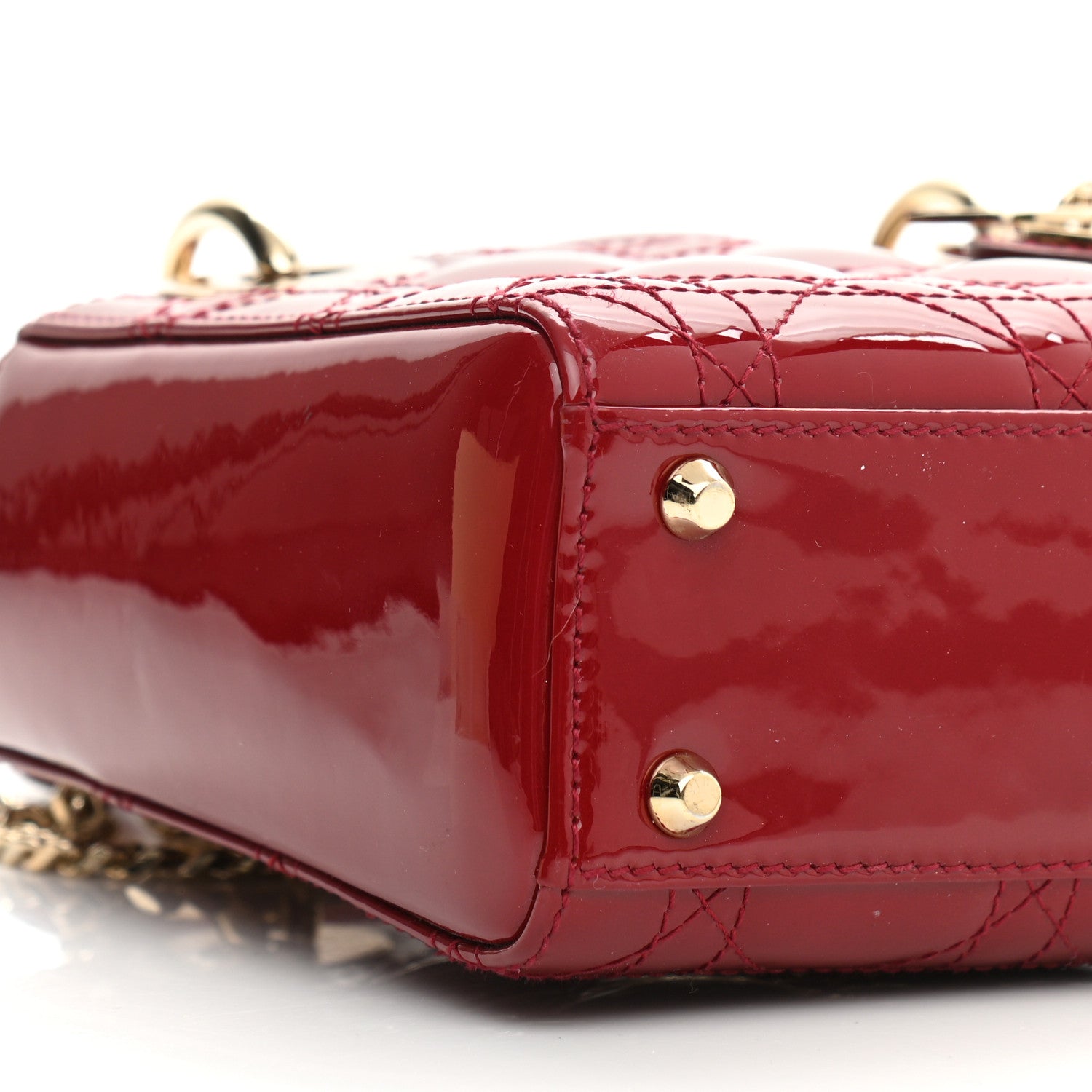 Christian Dior Patent Cannage Mini Lady Dior Red 8 of 10