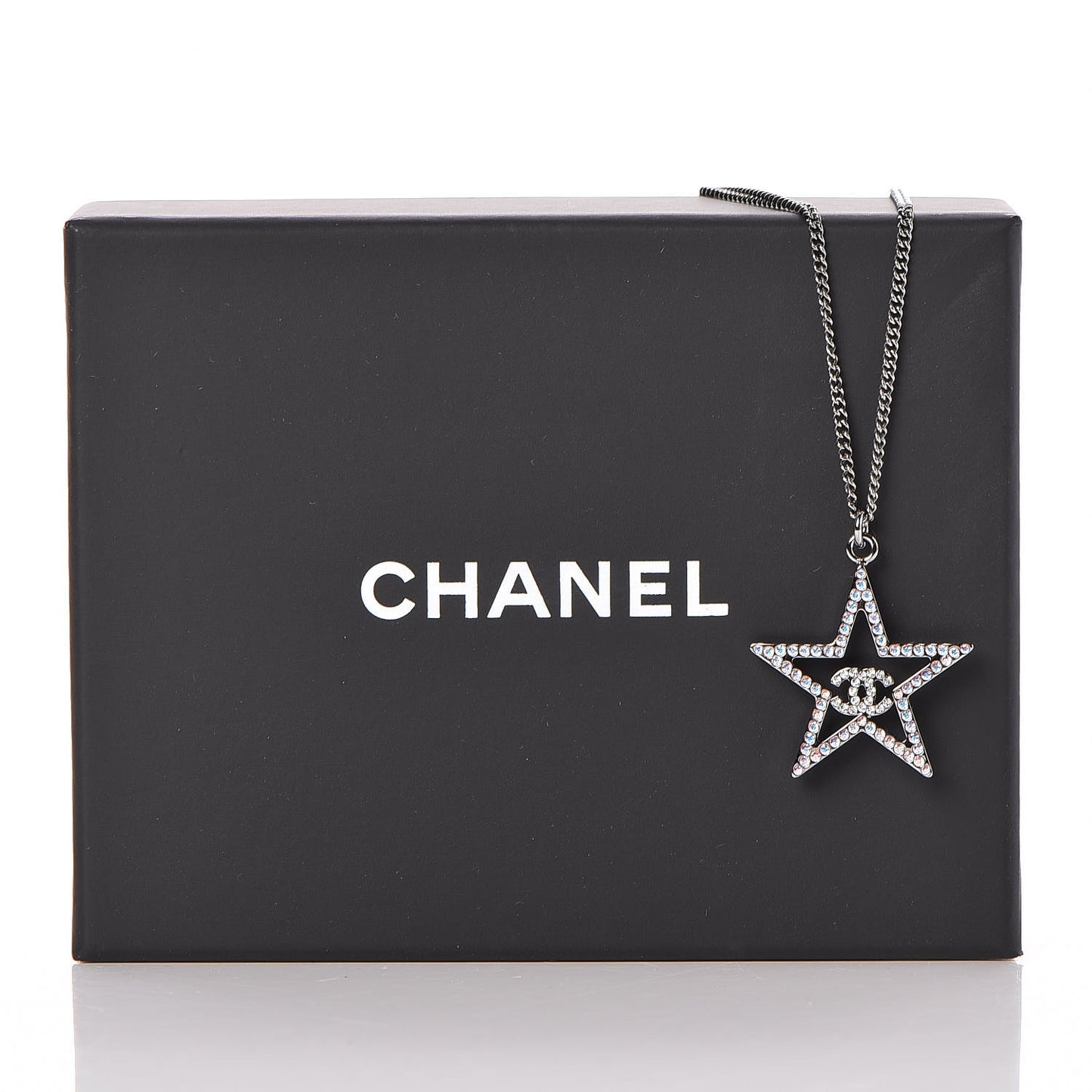 Ruthenium Crystal Star CC Necklace Iridescent Pink