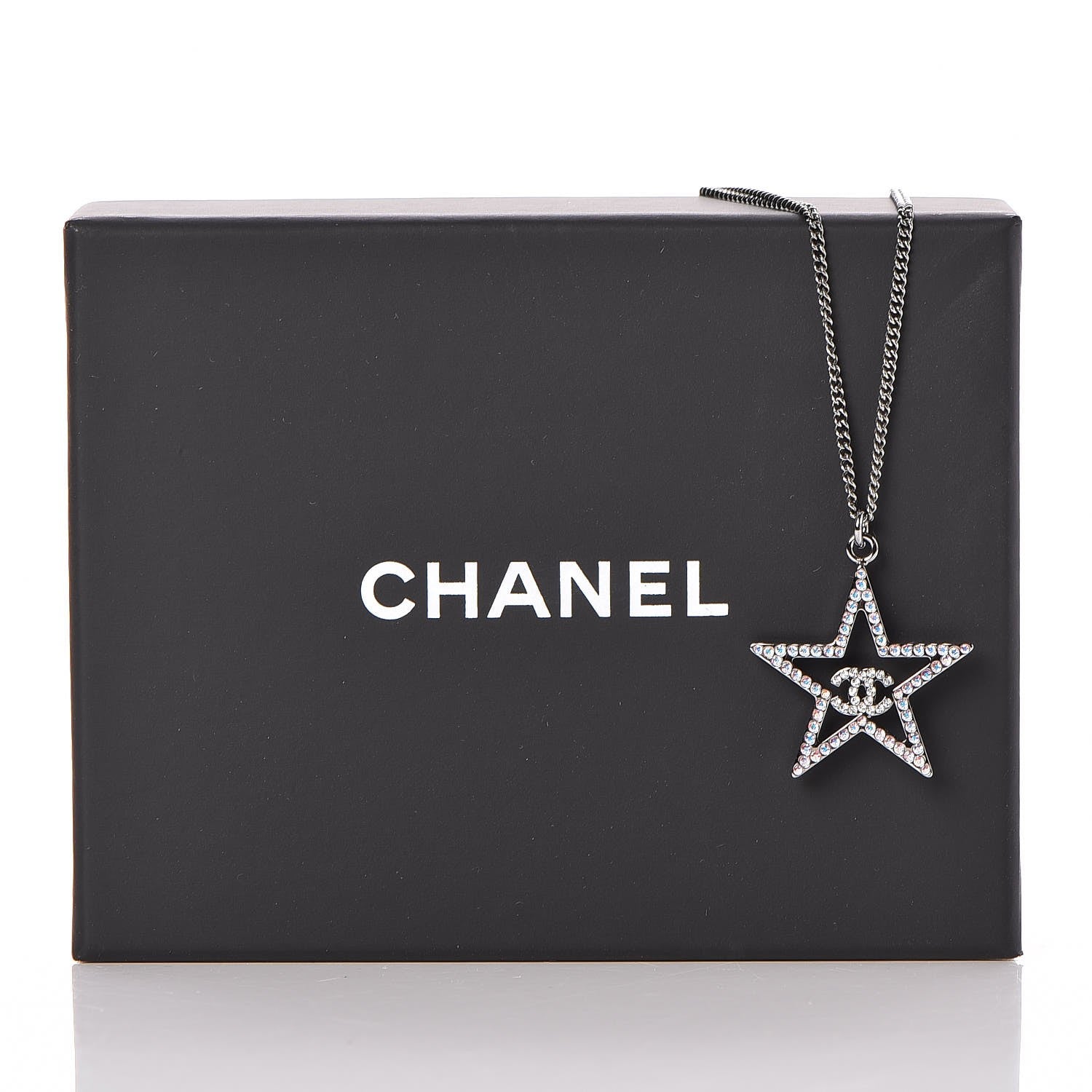 Chanel Ruthenium Crystal Star CC Necklace Iridescent Pink 6 of 6