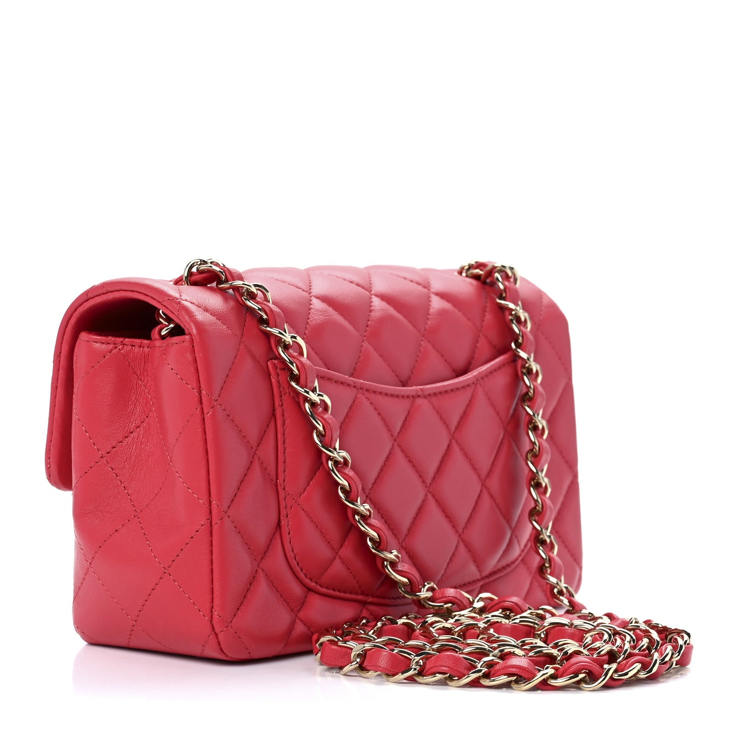 Lambskin Quilted Mini Rectangular Flap Red