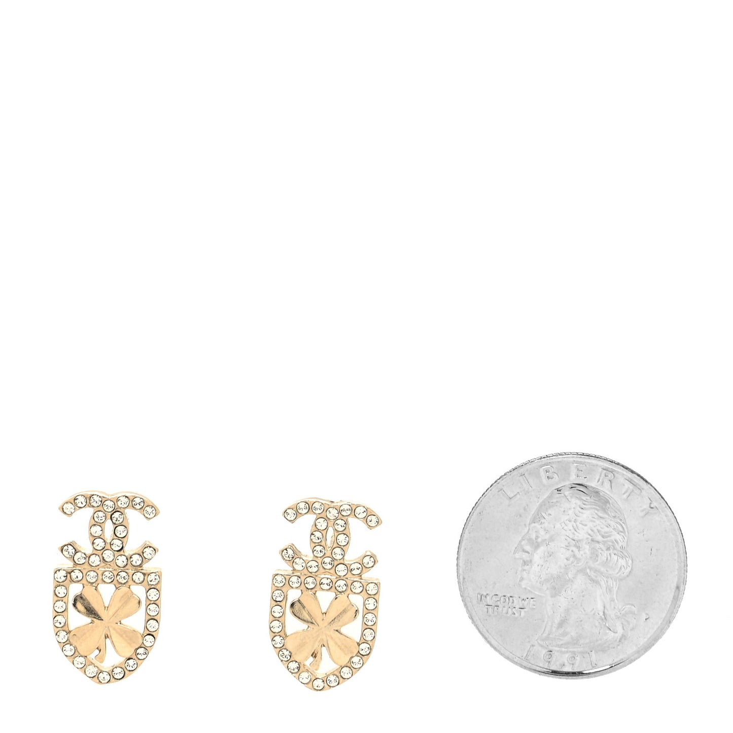 Crystal CC Sergeant Chanel Earrings Gold