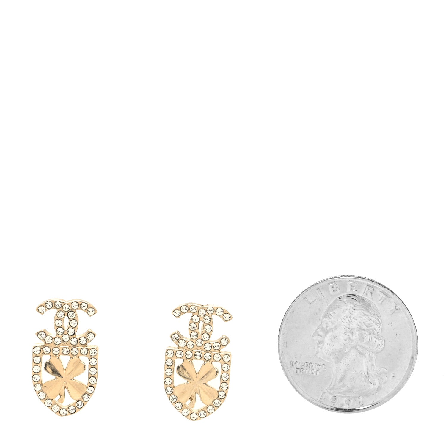 Chanel Crystal CC Sergeant Chanel Earrings Gold 2 of 4