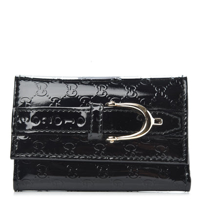 Gucci Patent Microguccissima Nice 6 Key Holder Case Black 1 of 6