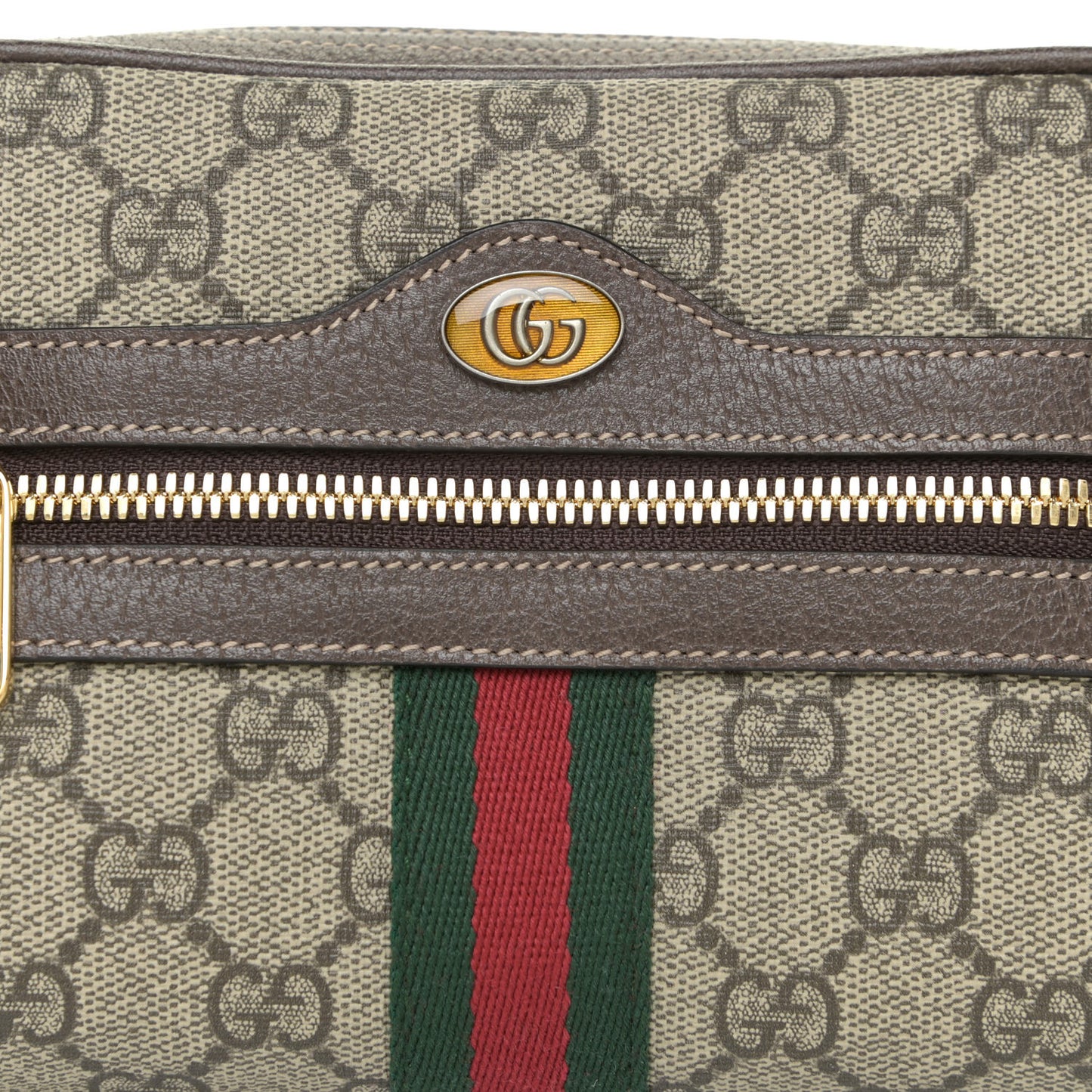 GG Supreme Monogram Web Small Ophidia Belt Bag 95 38 Dark Brown