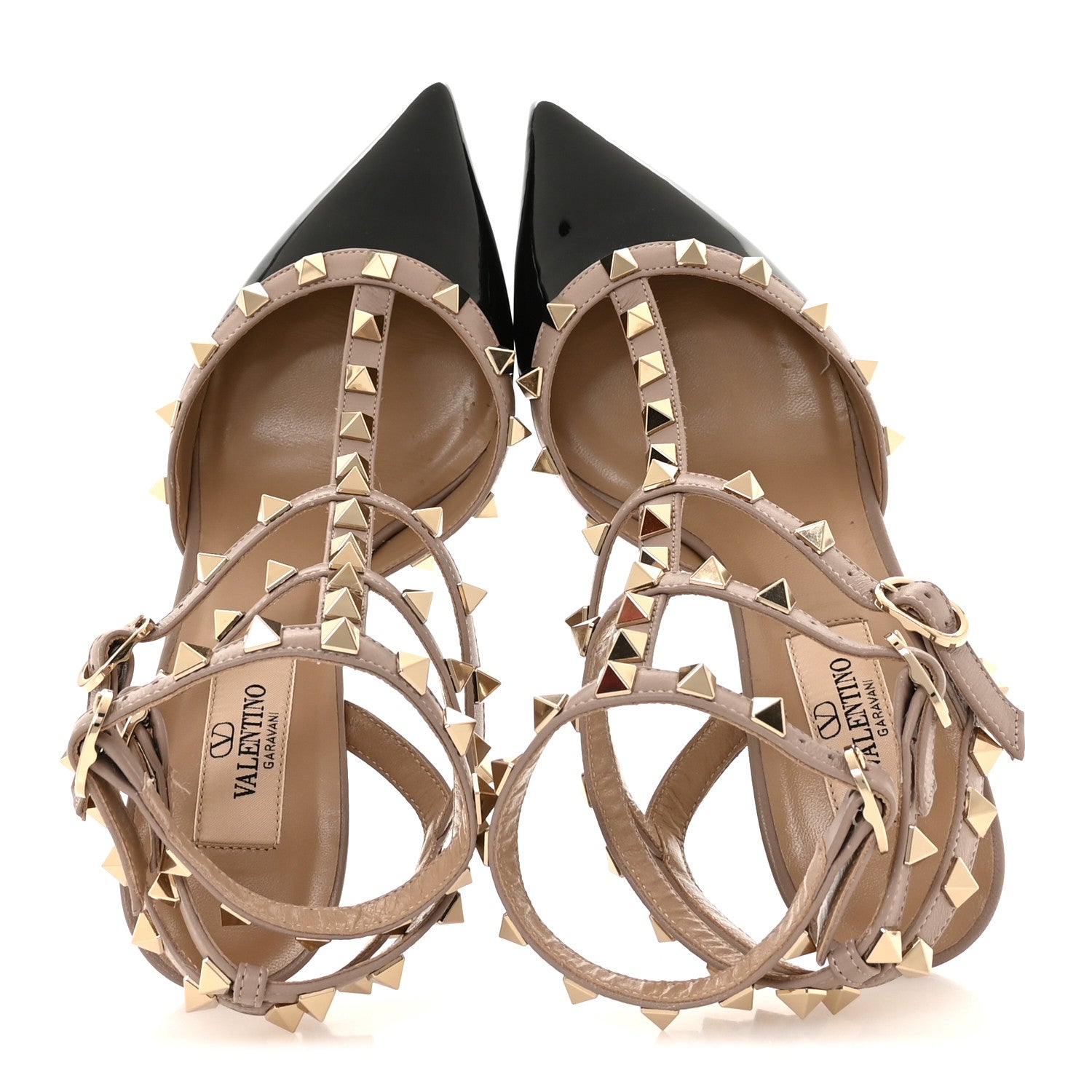 Valentino Garavani Patent Nappa Rockstud Ankle Strap 65mm Pumps 36.5 Black Poudre 2 of 9