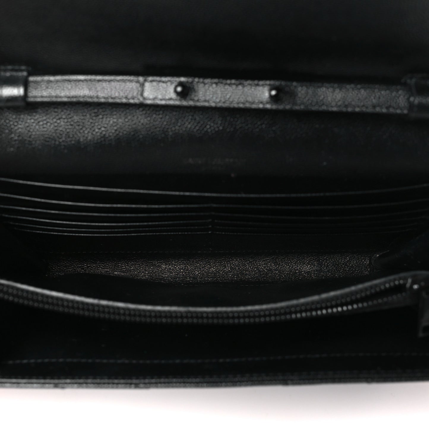 Grain De Poudre Matelasse Chevron Monogram Monochrome Chain Wallet Black