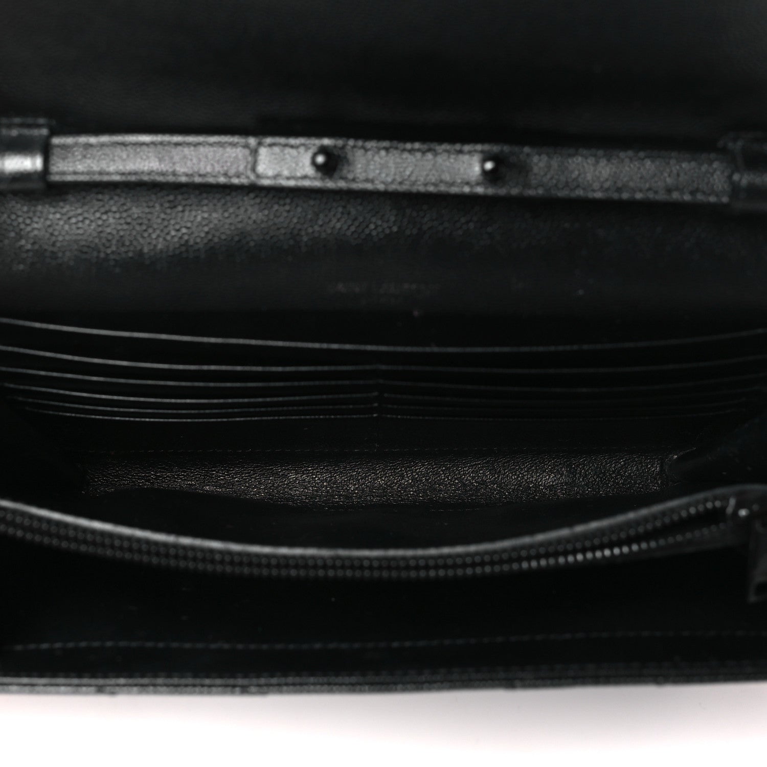 Saint Laurent Grain De Poudre Matelasse Chevron Monogram Monochrome Chain Wallet Black 5 of 9