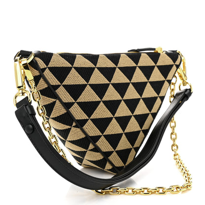 Prada Jacquard Triangolo Symbole Embroidered Mini Triangle Bag Black Corda 3 of 10