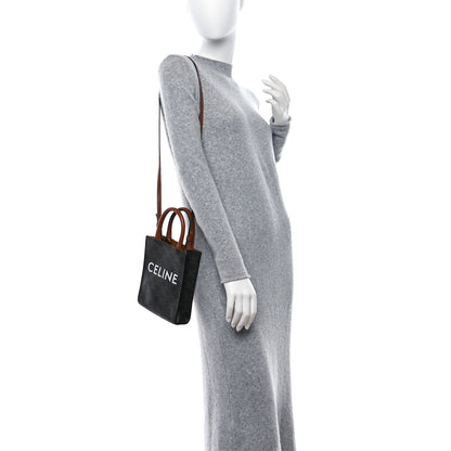 Celine Triomphe Canvas Calfskin Mini Vertical Cabas Tan 2 of 11