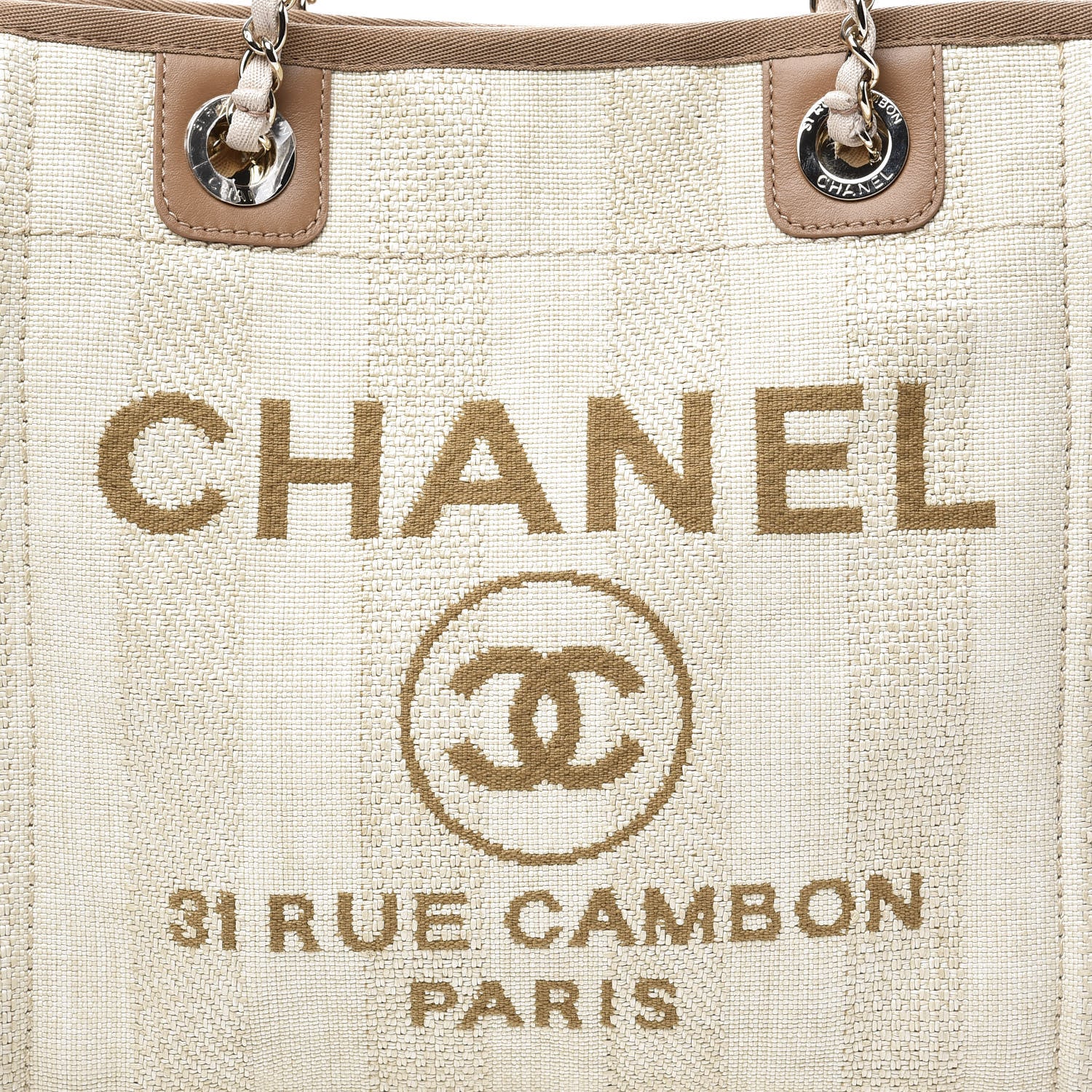 Chanel Straw Raffia Calfskin Striped Mini Deauville Tote Beige 9 of 9