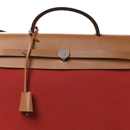Hermes Vache Hunter Toile Herbag Zip 39 MM Rouge Tomate Natural 9 of 11