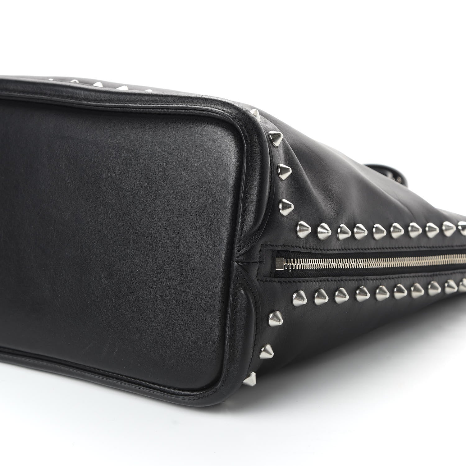 Alexander McQueen Pebbled Calfskin Skull Studded Padlock Tote Black 7 of 11