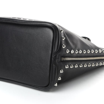 Alexander McQueen Pebbled Calfskin Skull Studded Padlock Tote Black 7 of 11