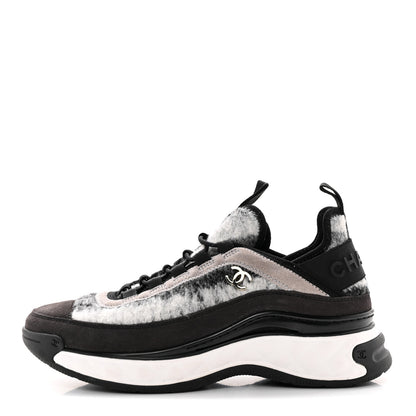 Chanel Fabric Suede Calfskin CC Sneakers 37 Grey 1 of 12