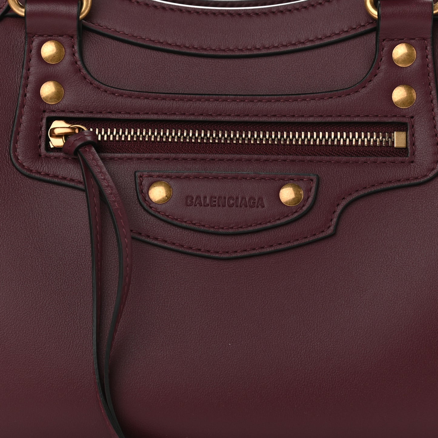 Smooth Calfskin Brass Hardware Neo Classic S City Burgundy