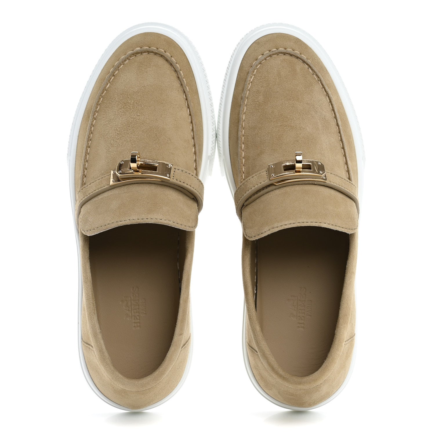 Hermes Suede Goatskin Game Slip On Sneakers 38 Beige Lin 2 of 10