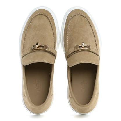 Hermes Suede Goatskin Game Slip On Sneakers 38 Beige Lin 2 of 10