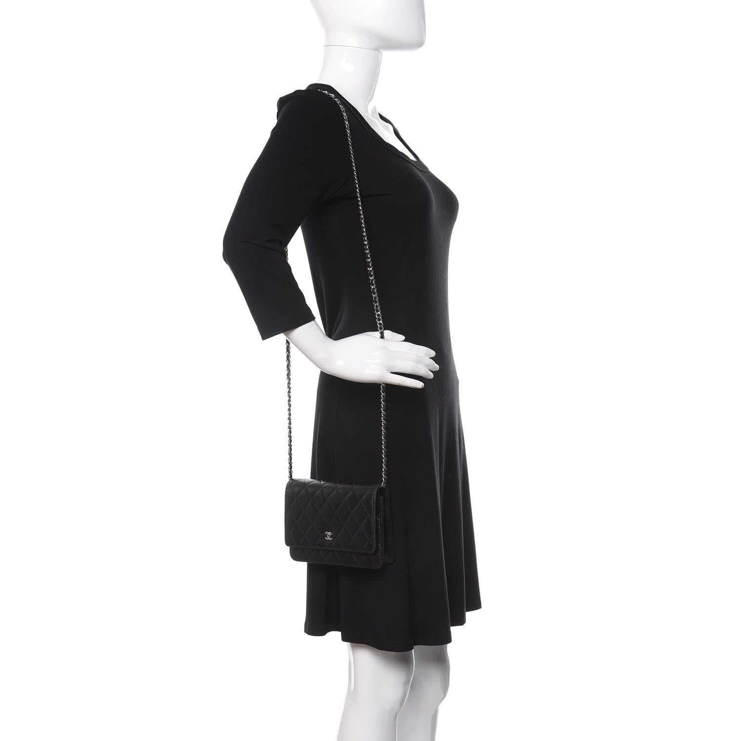 Chanel Lambskin Quilted Wallet On Chain WOC Black 2 of 15
