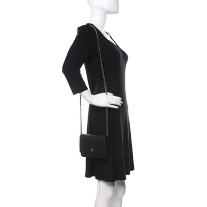Chanel Lambskin Quilted Wallet On Chain WOC Black 2 of 15