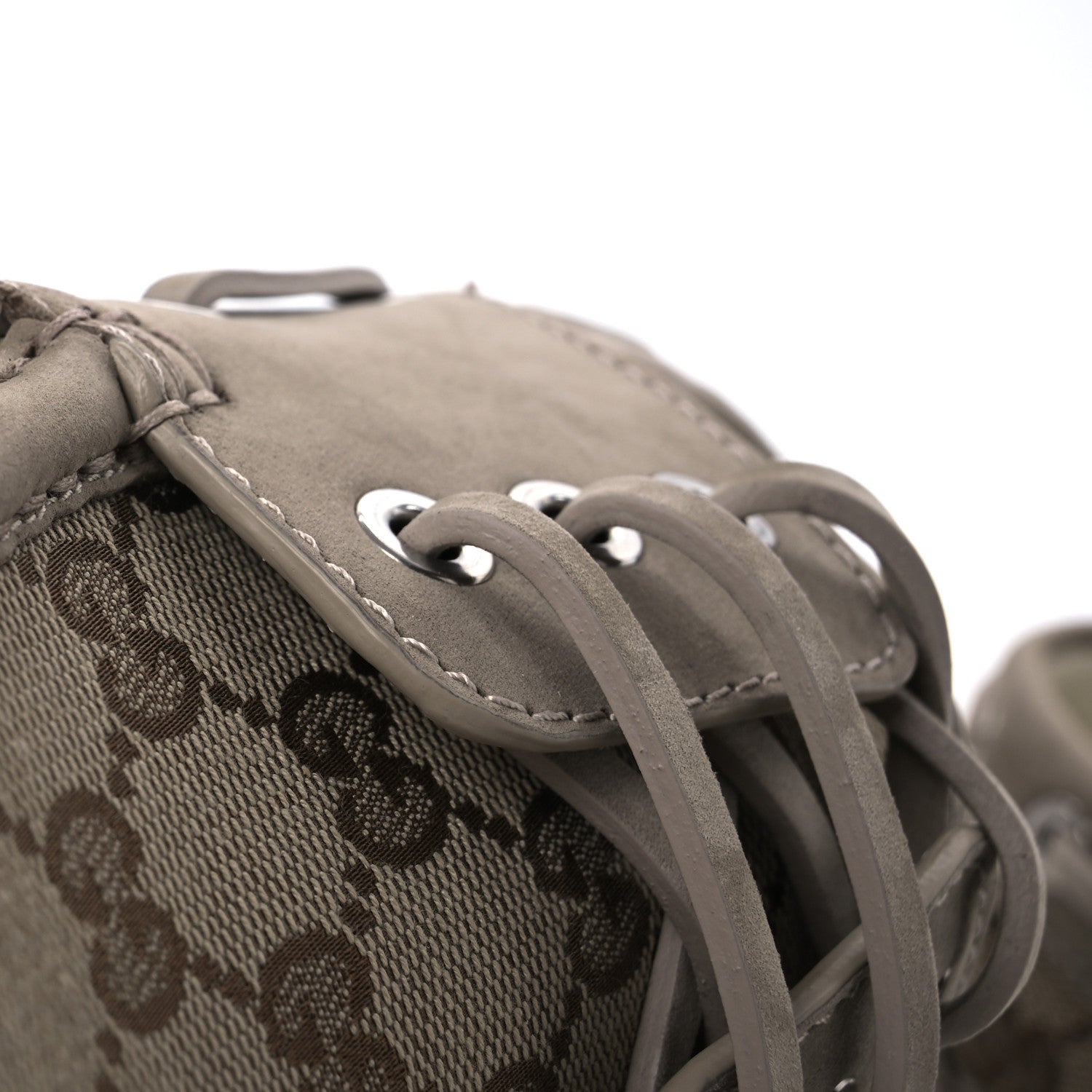 Gucci GG Supreme Monogram Canvas Nubuck Mens Lace Up Boat Shoes 9.5 Oatmeal Beige Ebony 11 of 13