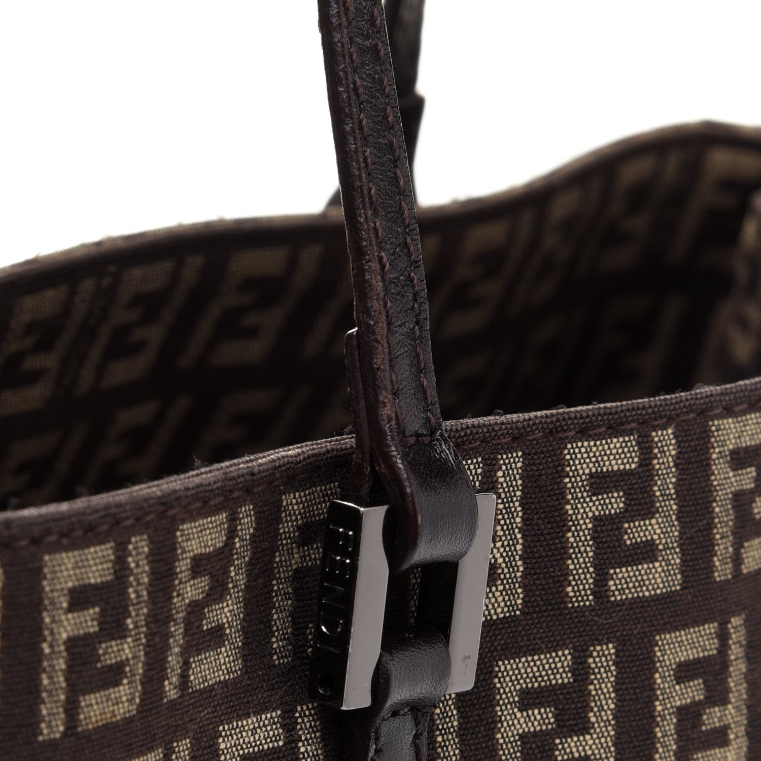 Fendi Zucchino Vitello Small Tote Testa di Moro Beige 16 of 18