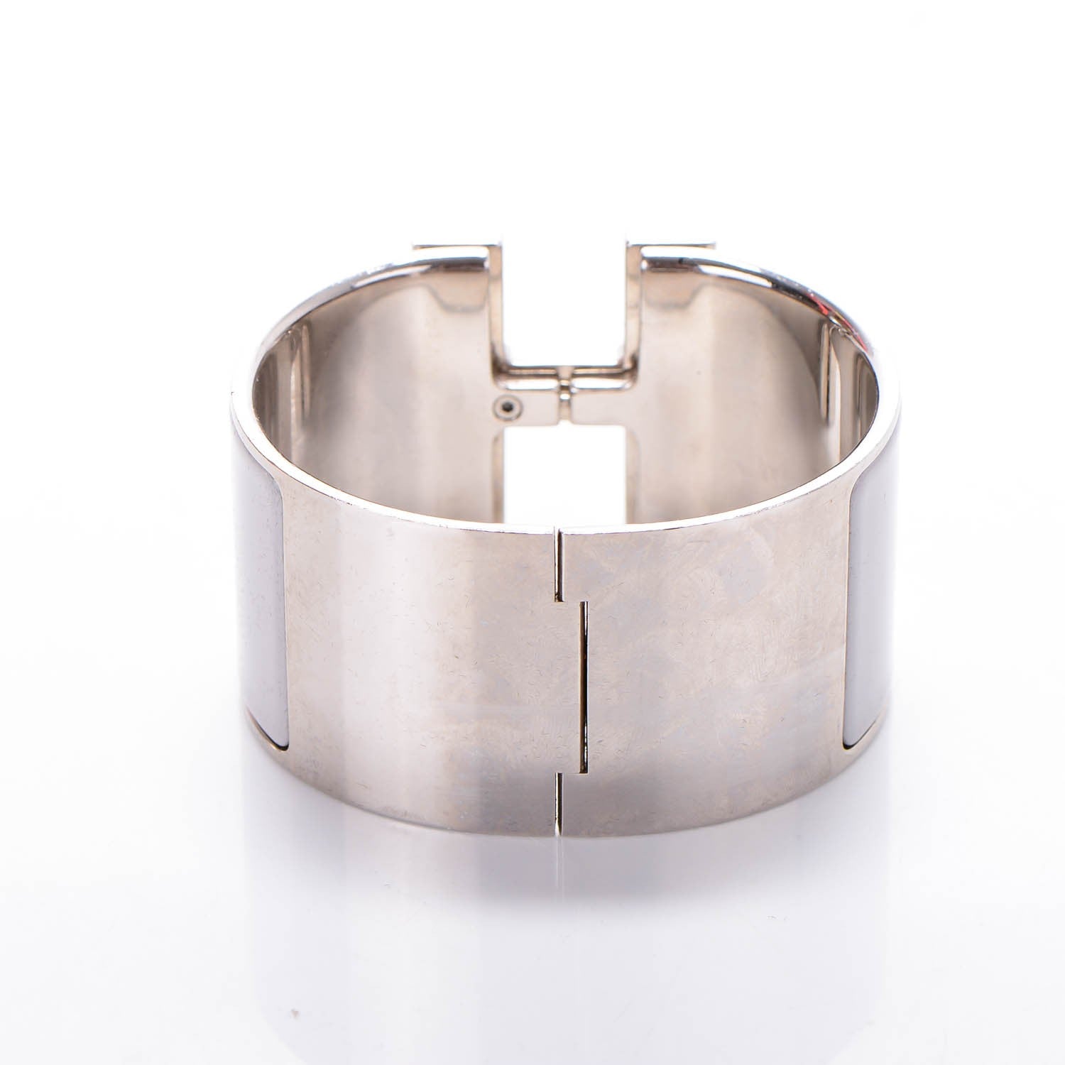 Hermes Extra Wide Clic Clac H Bracelet GM Gris Clair White 3 of 7