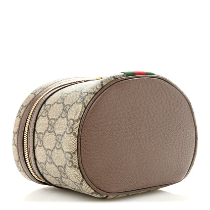 Gucci GG Supreme Monogram Textured Calfskin Web Ophidia Vanity Cosmetic Case Beige Ebony New Acero 4 of 9