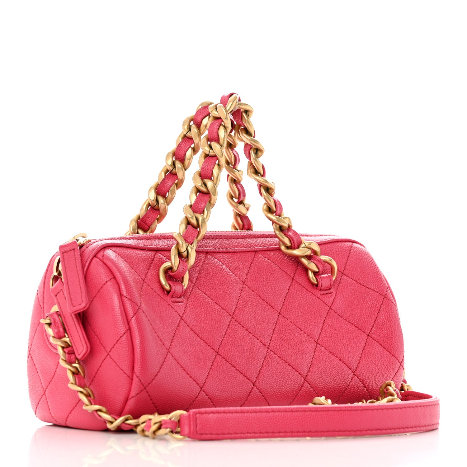 Chanel Caviar Quilted Small Fashion Therapy Bowling Bag Dark Pink 3 of 14